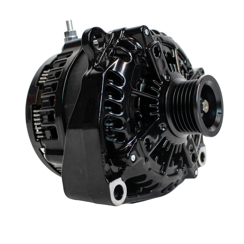 AutoTech Alternator for Chevy/GM 400 Amp High Output Alternator 4.3L–8.1L Engines (2005–2024) | Upgrade for Car Audio, Trucks & SUVs | GLOSS BLACK  – Model AT-HP-8301-400A-BK
