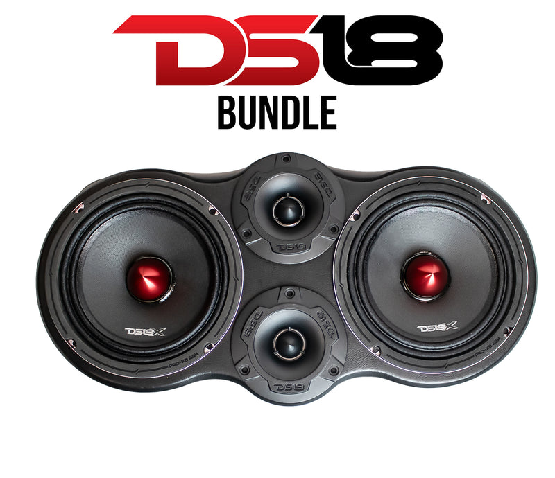 DS18 Car Audio Bundle – SS-SSTT265-3-VINYL Panel for Standard Cab Trucks + DS18 Pair PRO-X6.4BM Midrange Speakers & PRO-TW1X/BK Tweeters | Pro Audio Package