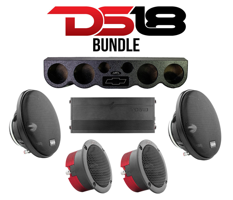 DS18 Bundle with Roof Rack Panel | Elite Audio 38" Speaker Panel for Chevy (Fits 4x 6.5" & 2x 3.8") + (2 Pairs) DS18 PRO-FR6NEO 6.5" Full-Range Midrange Speakers + (2 Pairs) DS18 GTX1XL 1.3" Super Bullet Tweeters + DS18 GEN-X 4-Channel Class D Amplifier