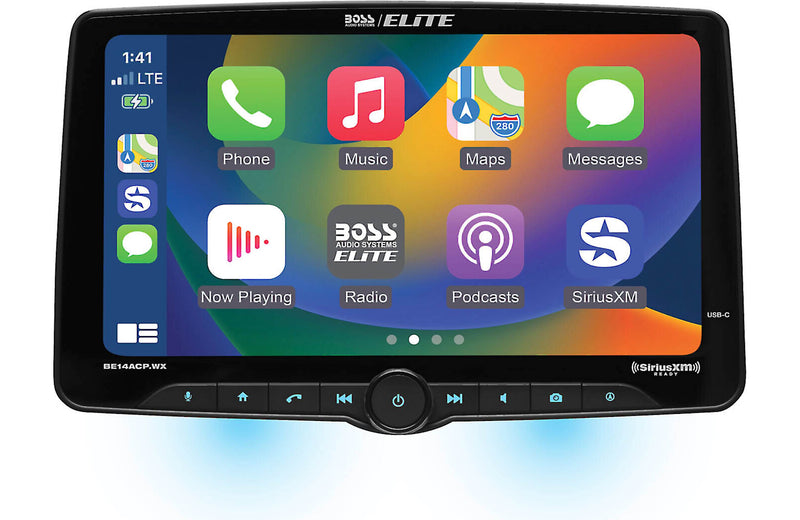 Boss Audio BE14ACP.WX Single-DIN, Wireless/Wired Apple CarPlay & Android Auto, Mech-less Multimedia Player (no CD/DVD) 14" Touchscreen Bluetooth