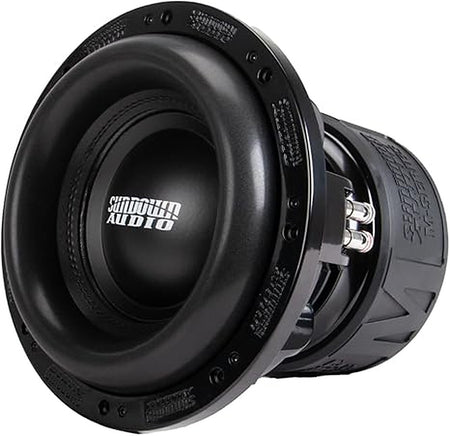 Sundown Audio M10D1 subwoofer, angled front view showing cone, surround and terminals