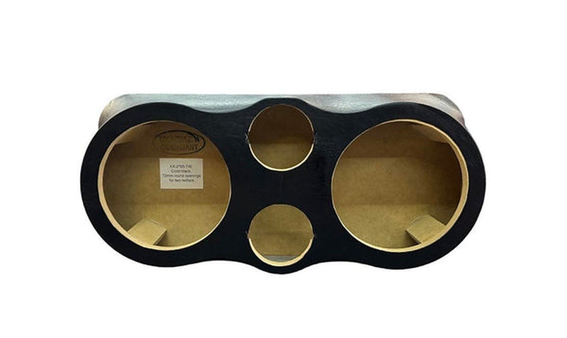 Universal SS-SSTT267-3-VINYL Tiddy-Panel, front view showing four round cutouts and wood interior