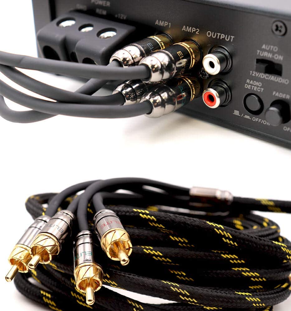 Elite Audio EA-PRO415 Professional Grade 15ft. 4-Ch Oxygen Free Copper RCA Cable - Brass Connectors, Triple Shielded Armor