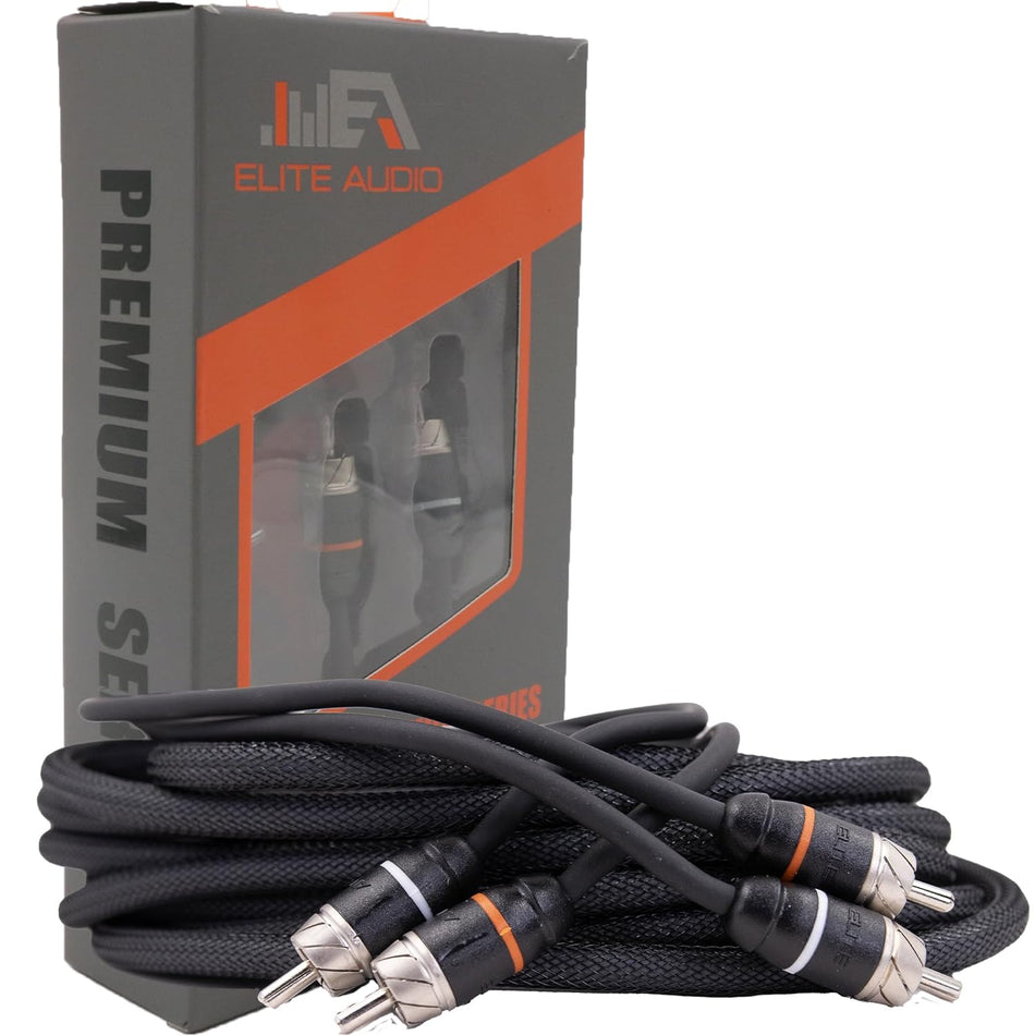 Elite Audio EA-PRM3 Premium 2-Ch Oxygen Free Copper RCA Cable - 3ft. Male to Male Twisted Pair with Noise Reduction