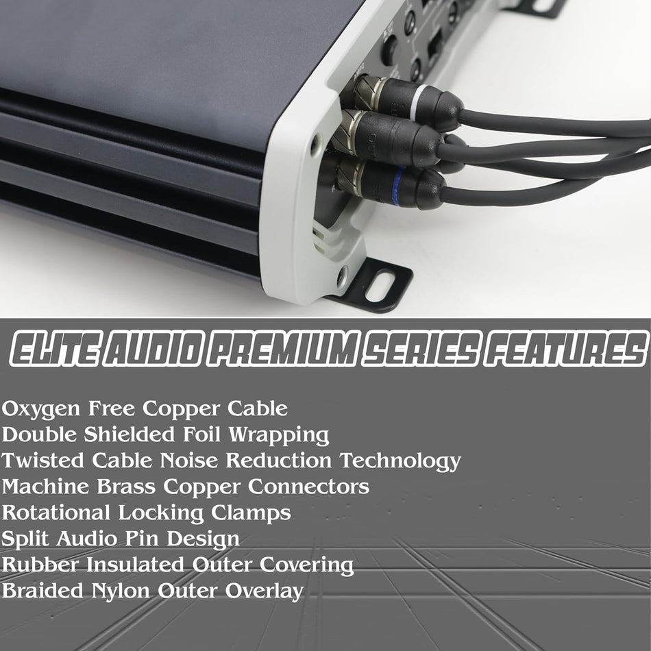 Elite Audio EA-PRM3 Premium 2-Ch Oxygen Free Copper RCA Cable - 3ft. Male to Male Twisted Pair with Noise Reduction