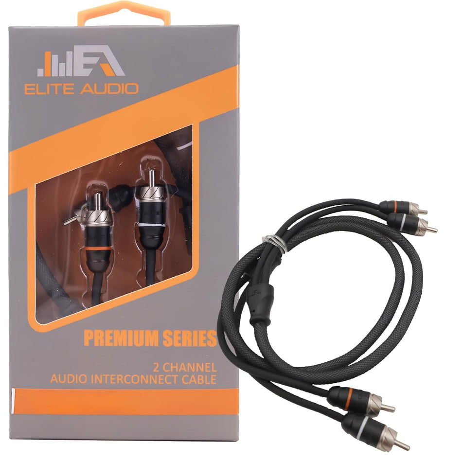 Elite Audio EA-PRM20 Premium 2-Ch Oxygen Free Copper RCA Cable - 20ft. Male to Male Twisted Pair with Noise Reduction