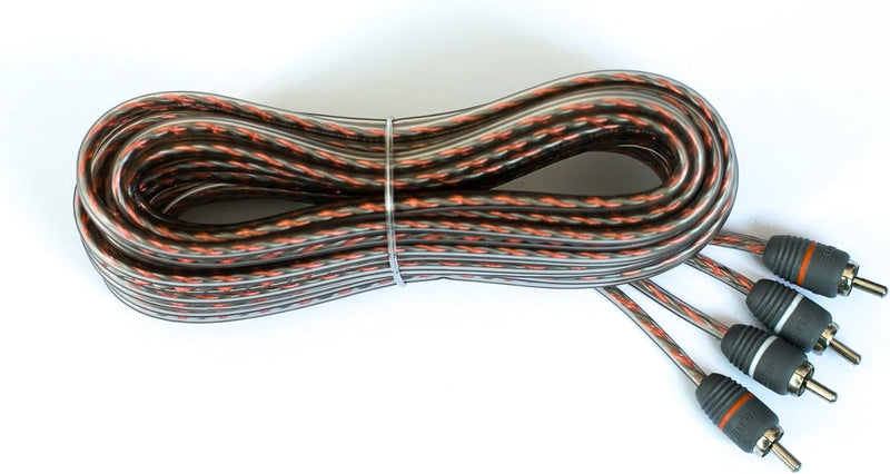 Elite Audio EA-RCA10, coiled cable with four male RCA connectors visible on white background