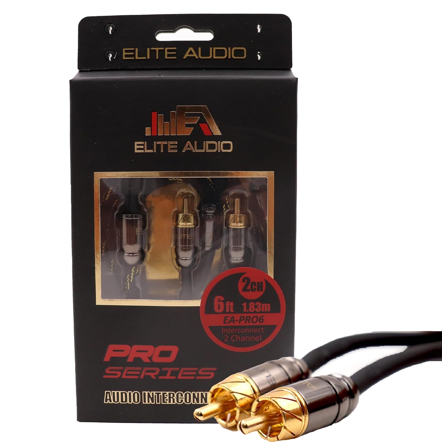 Elite Audio EA-PRO6 6ft RCA Audio Cable – 2-Channel, Oxygen-Free Coppe ...