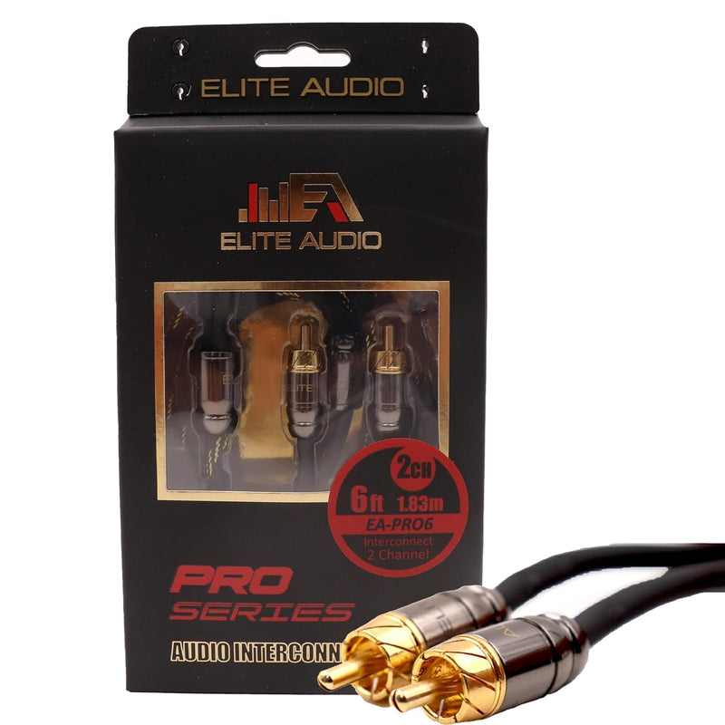 Elite Audio 6ft RCA Audio Cable – 2-Channel, Oxygen-Free Copper, Triple Shielded, Brass Connectors, Professional Grade
