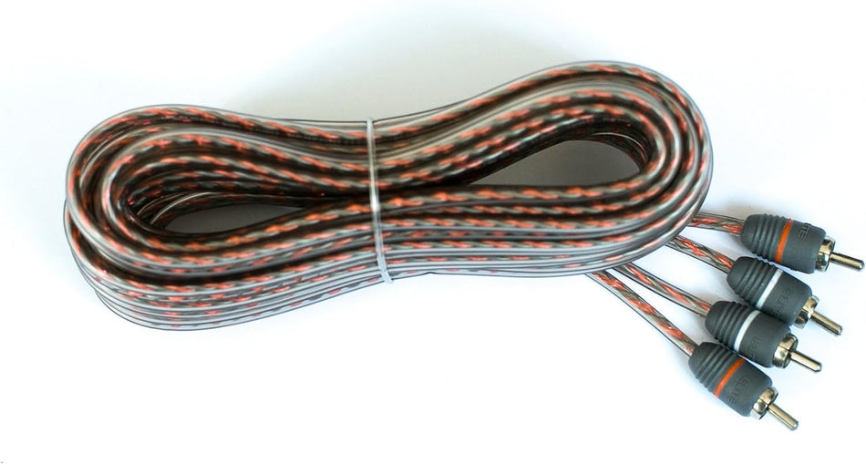 Elite Audio EA-RCA15, coiled cable bundled with tie showing four RCA plugs