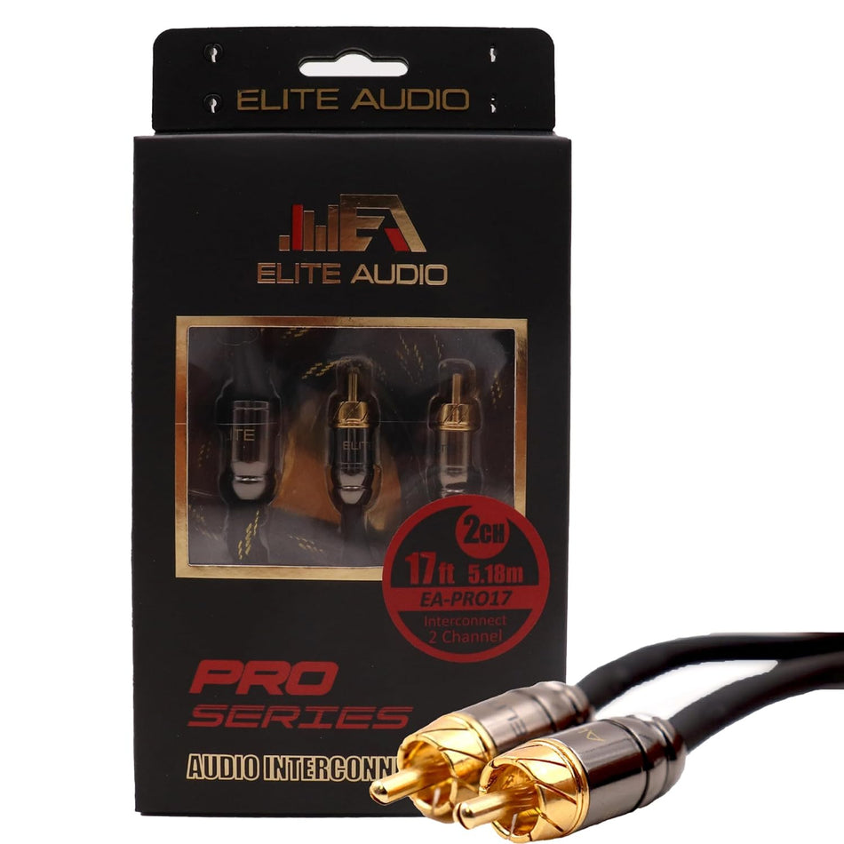 Elite Audio EA-PRO15 Professional Grade 15ft. 2-Ch Oxygen Free Copper RCA Cable - Brass Connectors, Triple Shielded Armor