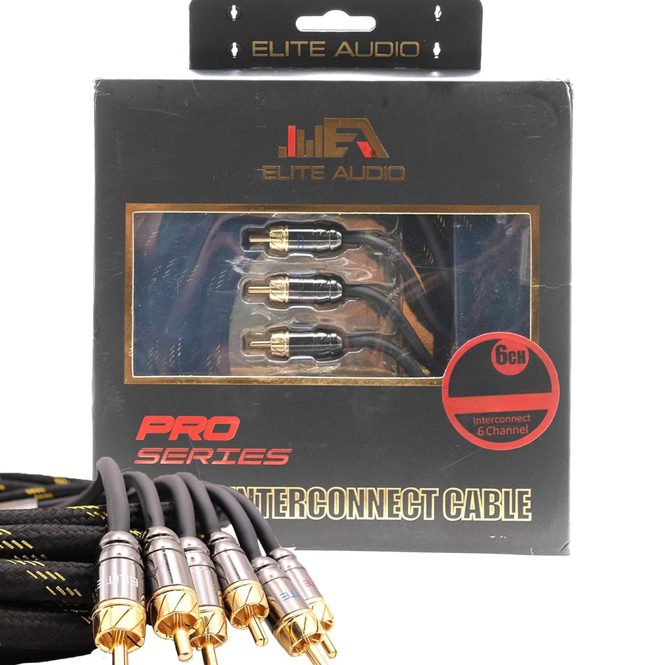 Elite Audio EA-PRO617 Professional Grade 17ft. 6-Ch Oxygen Free Copper RCA Cable - Brass Connectors, Triple Shielded Armor