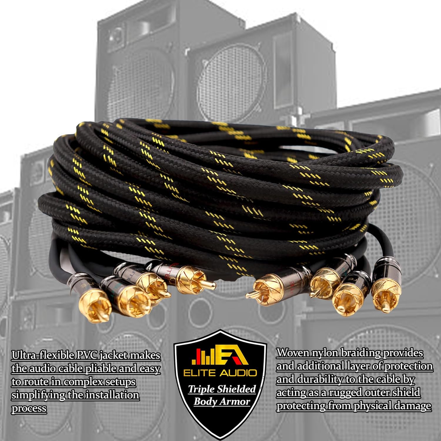 Elite Audio PRO – Cable estéreo de interconexión de audio RCA 100% OFC Elite Audio PRO – Cable estéreo de interconexión de audio RCA 100% OFC
