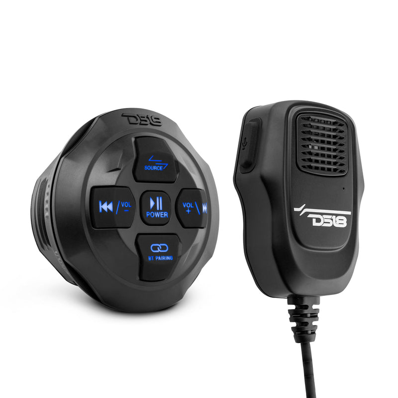 DS18 DS-BTRCRMIC Marine And Powersports Waterproof Bluetooth Audio Receiver With Controls and Microphone