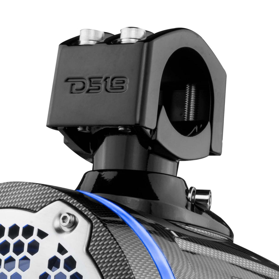 DS18 DS-CF-X6TP HYDRO 6.5 Inch Marine Towers with Integrated RGB LED Lights 350 Watts Black Carbon Fiber DS18