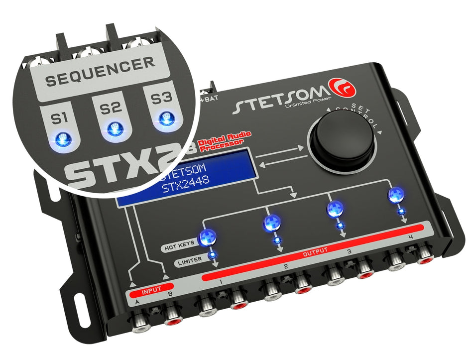 Stetsom STE-STX2448 STX 2448 DSP Crossover & Equalizer 4 Channel Full Digital Signal Processor (Sequencer)