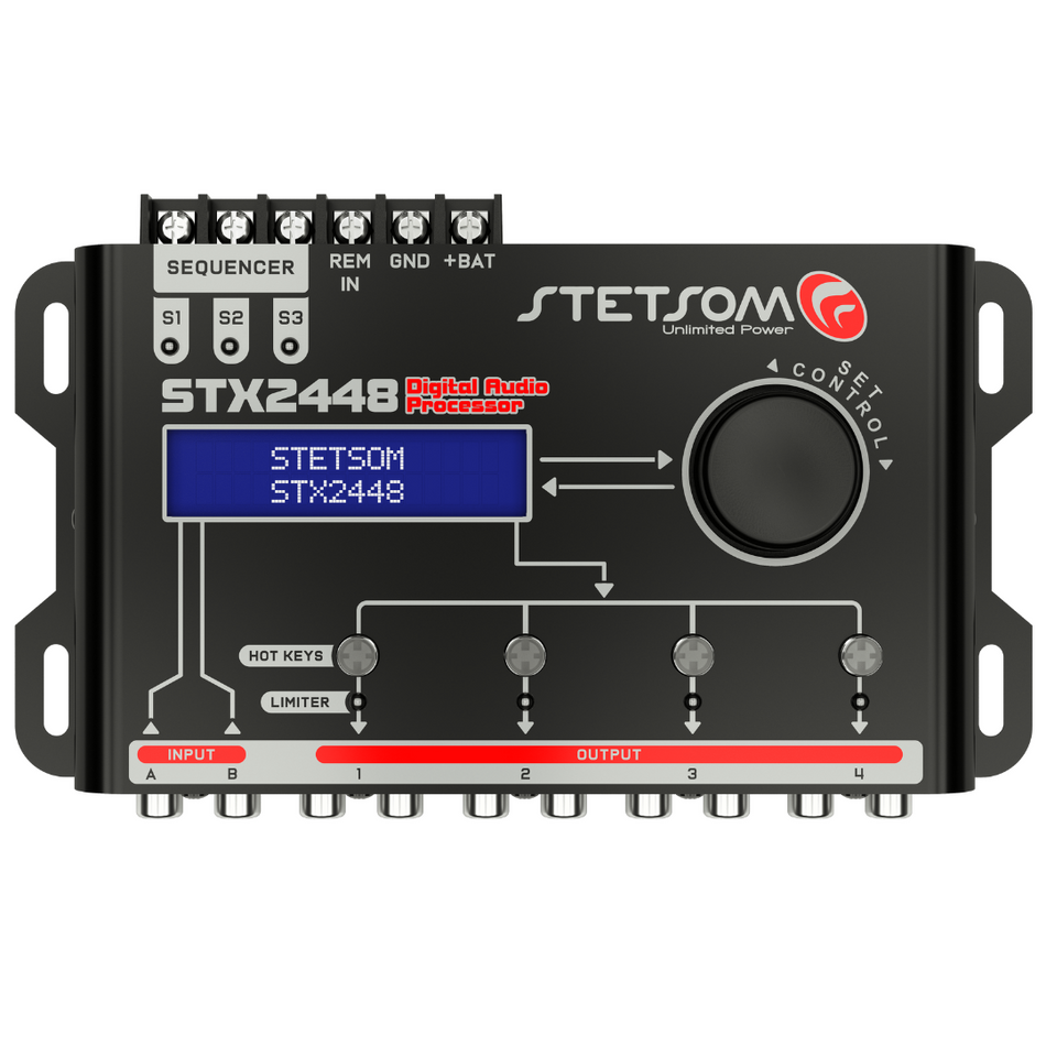 Stetsom STE-STX2448 STX 2448 DSP Crossover & Equalizer 4 Channel Full Digital Signal Processor (Sequencer)