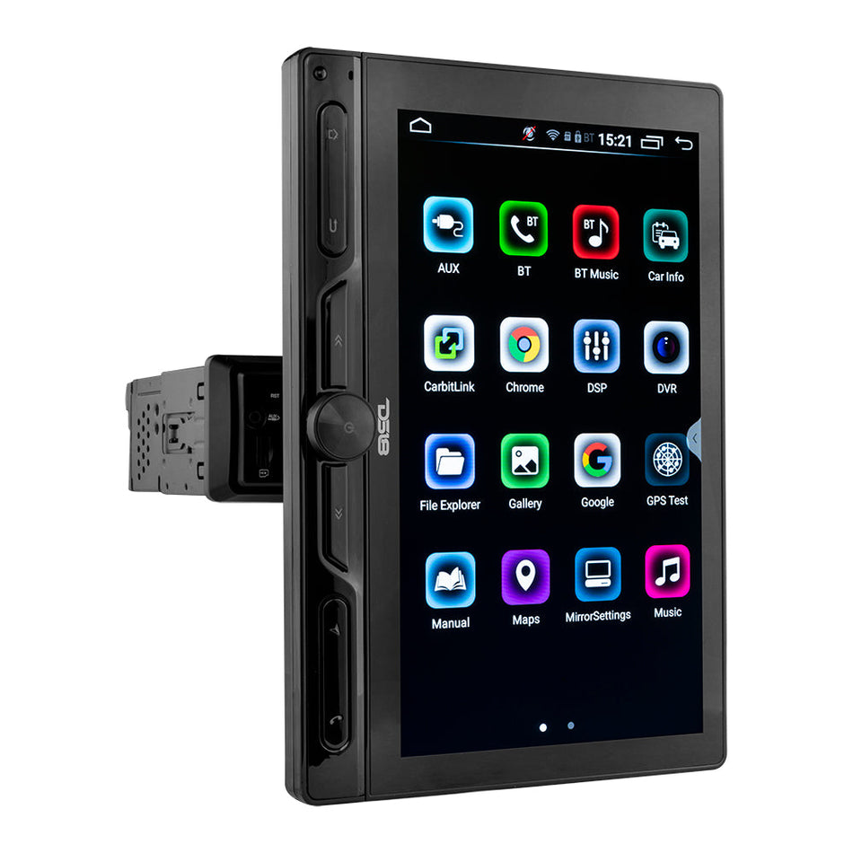 DS18 DS-DDX10.5ADX 10.5 Inch Rotable Swivel Modular Touchscreen Mechless Single-Din Headunit with Bluetooth, Mirror Link, USB, Gps and Android 10 (4x64GB) DS18