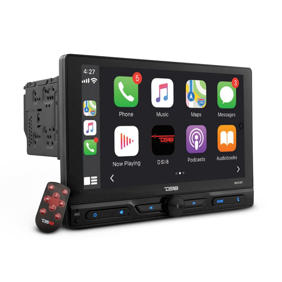DS18 DS-DDX10.5CP 10.5 Inch Swivel Modular Touchscreen Mechless Double-Din Headunit with Bluetooth, Mirror Link, USB And Car play DS18