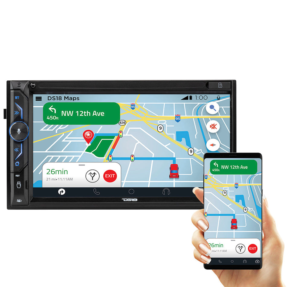 DS18 DS-DDX6.9CP 6.9 Inch Touchscreen Mechless Double-Din Headunit with Bluetooth, USB, Mirror Link And Car play DS18
