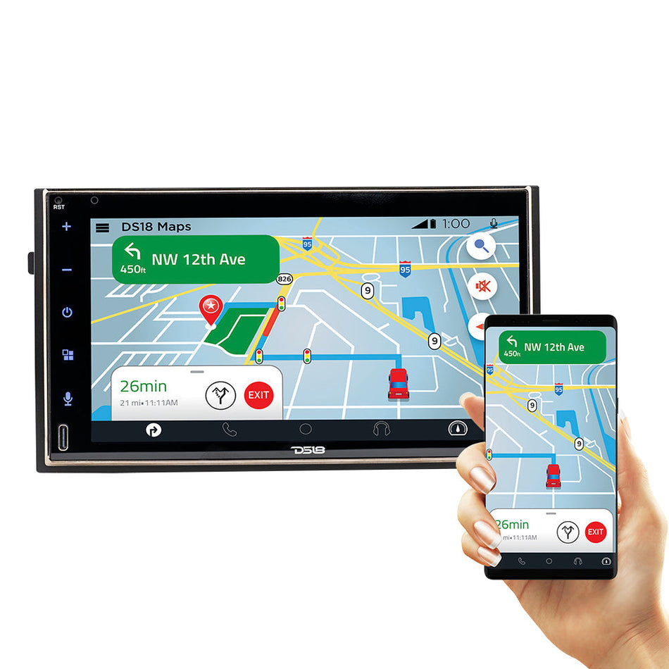 DS18 DS-DDX7CP 7 Inch Touchscreen Mechless Double-Din Headunit with Bluetooth, USB, Mirror Link And Car play DS18