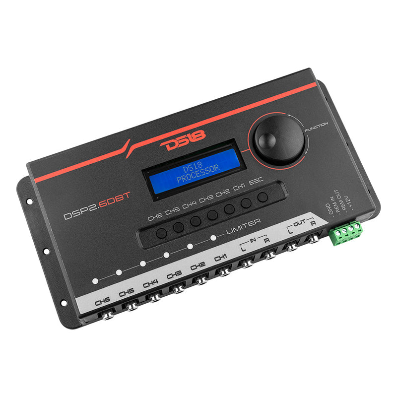 DS18 DS-DSP2.6DBT 2-Channel In and 6-Channel Out Digital Sound Processor with Bluetooth and LCD Screen DS18