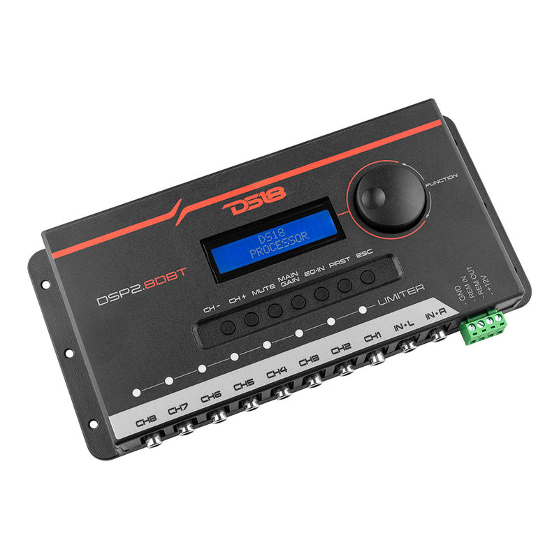 DS18 DS-DSP2.8DBT 2-Channel In and 8-Channel Out Digital Sound Processor with Bluetooth and LCD Screen DS18
