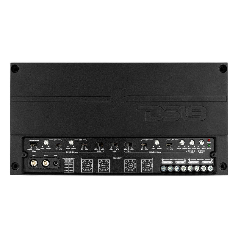 DS18 DS-DX4 Deluxe Compact Full-Range Class D Adnvance Technology 4-Channel Amplifier 3000 Watts DS18