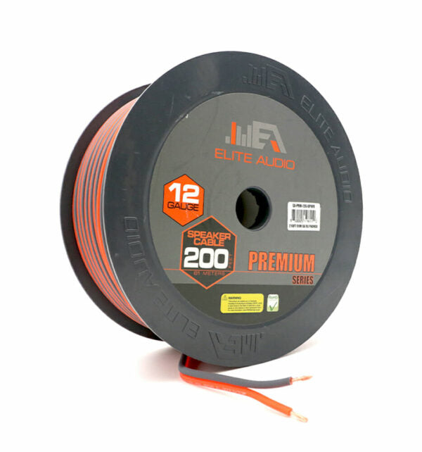 Elite Audio 12 Gauge CCA Speaker Wire – 200ft Roll | Premium Car Audio Cable for Amplifiers & Sound Systems