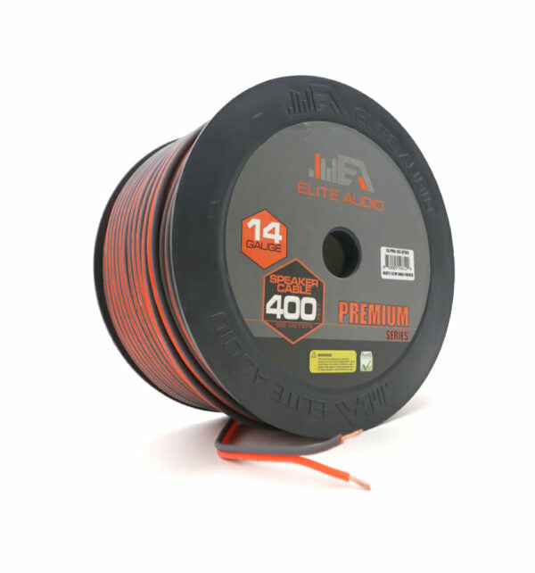 Elite Audio 14 Gauge CCA Speaker Wire – 400ft | Premium Car Audio Power Cable for Subwoofers & Amplifiers