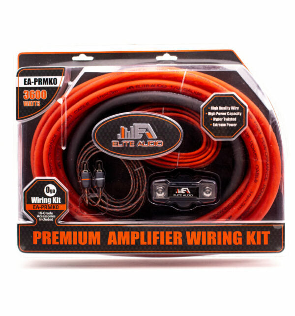 Elite Audio 0 Gauge Amp Wiring Kit – Premium CCA Complete Installation Kit for Car Amplifiers