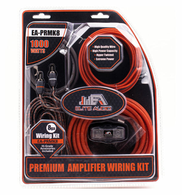 Elite Audio Car Amp Wiring Kit | 8 Gauge CCA | Full Installation Kit with Fuse Holder