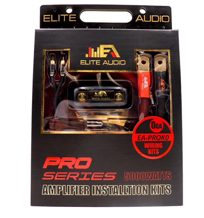 Elite Audio EA-PROK0 Pro Series 100% OFC Copper 0 Gauge Amp Kit | True Gauge Complete Amp Wiring Kit | Elite Audio