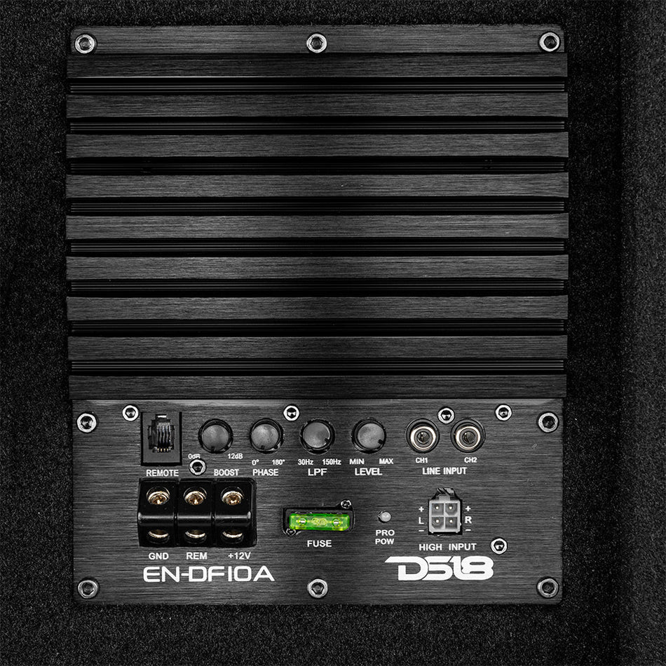 DS18 DS-EN-DF10A 10 Inch Amplified Shallow Down Fire Subwoofer Enclosure DS18