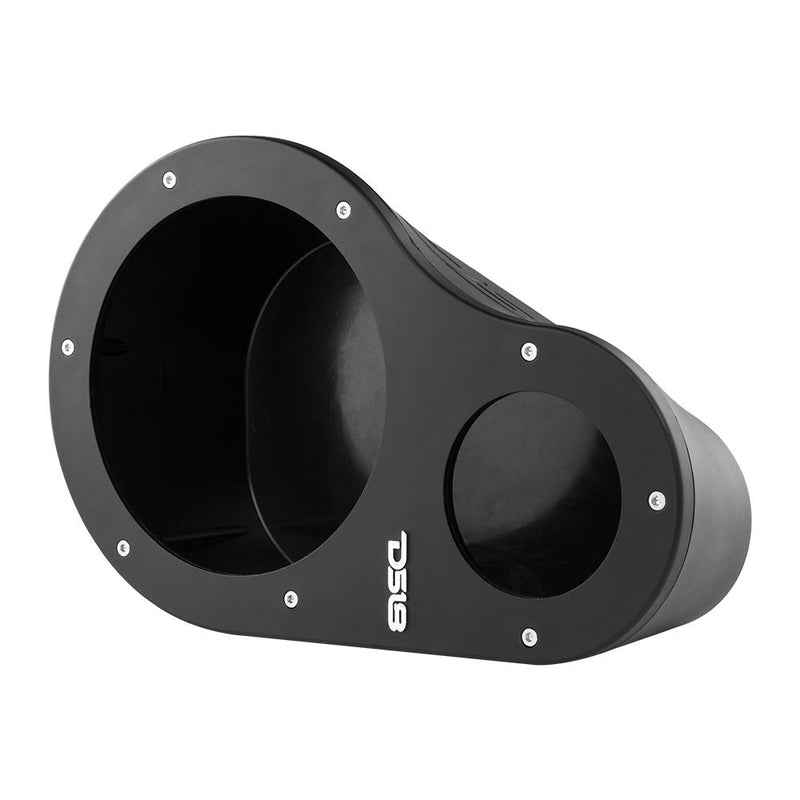 DS18 DS-EN6P empty pod enclosure, angled view showing woofer and tweeter cutouts