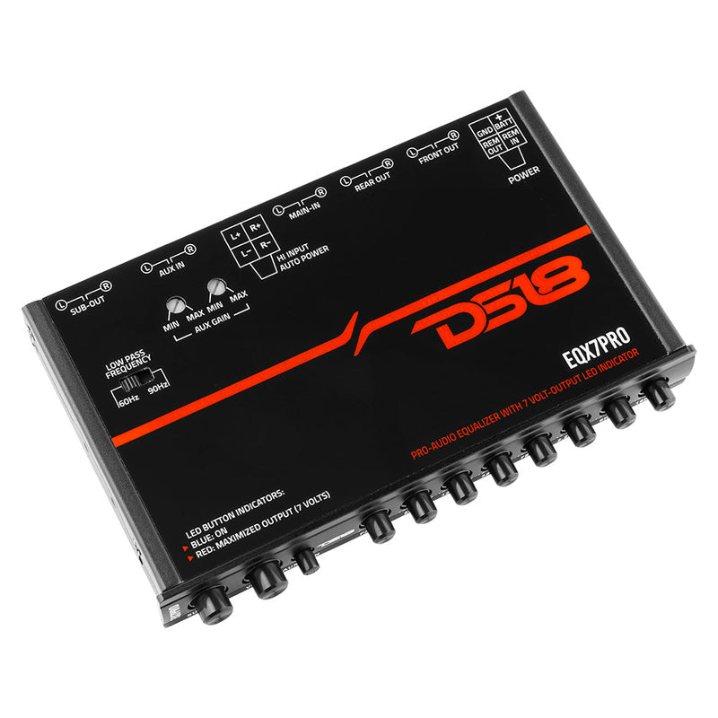 DS18 DS-EQX7PRO High Volt 7-Band Equalizer with High Level Input, Auto Turn On And High Volt Led Indicator DS18