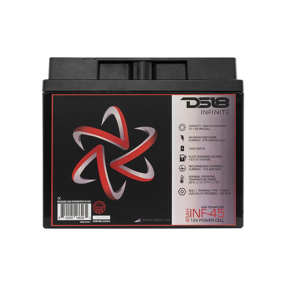 DS18 DS-INF-45 INFINITE 45 AH AGM Power Cell 12 Volt Battery DS18