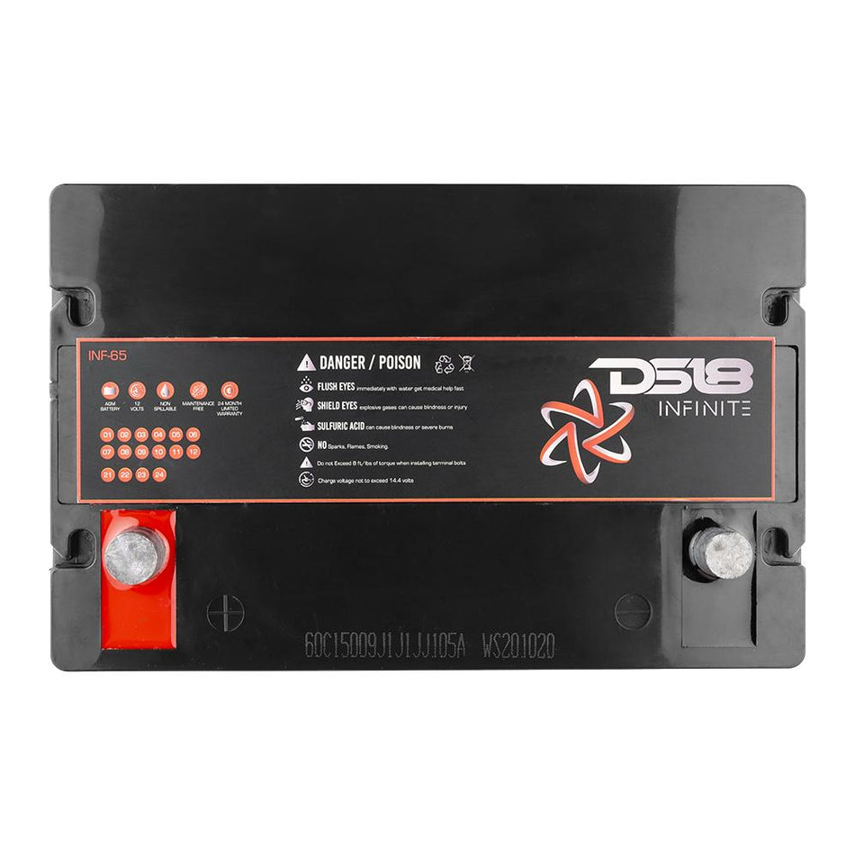 DS18 DS-INF-65 INFINITE 65 AH AGM Power Cell 12 Volt Battery DS18