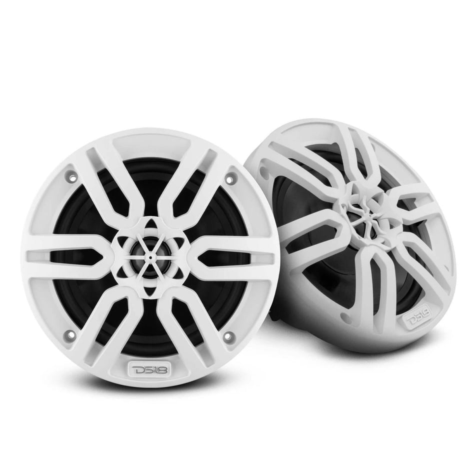 DS18 DS-MP6/WH HYDRO 6 Inch 2-Way Marine Speakers 200 Watts White DS18
