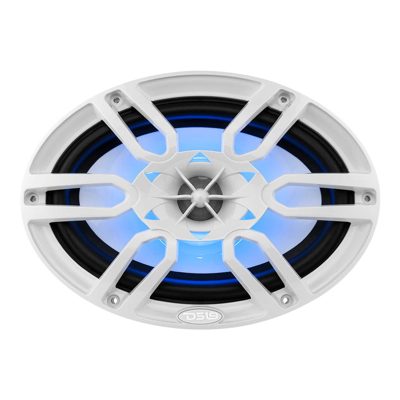 DS18 DS-NXL-69/WH HYDRO 6X9 Inch 2-Way Marine Speakers W/ Integrated RGB LED Lights 375 Watts White DS18