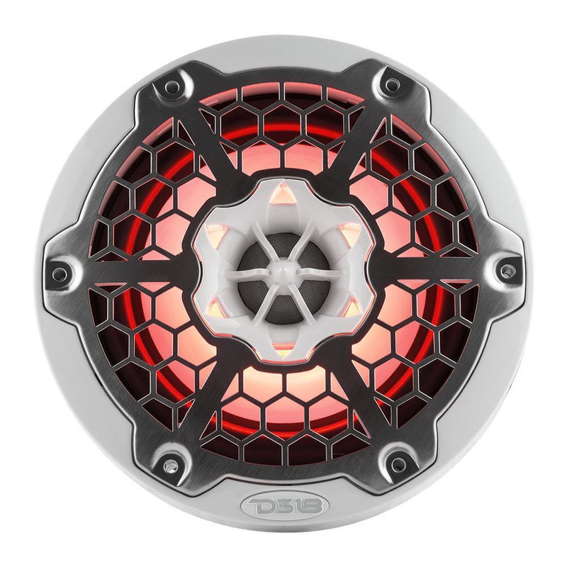 DS18 DS-NXL-6M/WH HYDRO 6.5 Inch 2-Way Marine Speakers W/ Integrated RGB LED Lights Mesh 300 Watts White DS18