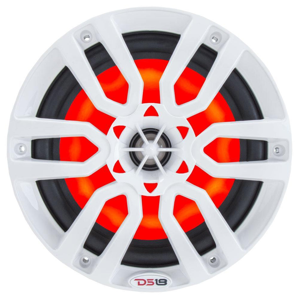 DS18 DS-NXL-6 HYDRO 6.5 Inch 2-Way Marine Speakers W/ Integrated RGB LED Lights 300 Watts White DS18