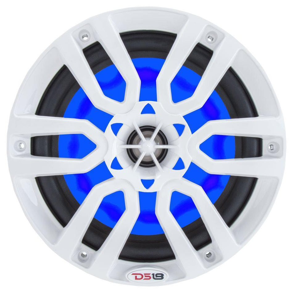 DS18 DS-NXL-6 HYDRO 6.5 Inch 2-Way Marine Speakers W/ Integrated RGB LED Lights 300 Watts White DS18