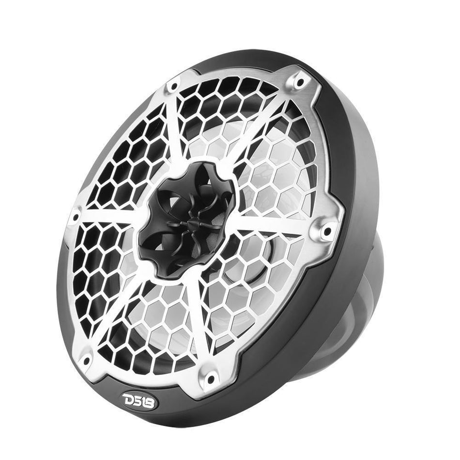 DS18 DS-NXL-8M/BK HYDRO 8 Inch 2-Way Marine Speakers W/ Integrated RGB LED Lights Mesh 375 Watts Black DS18