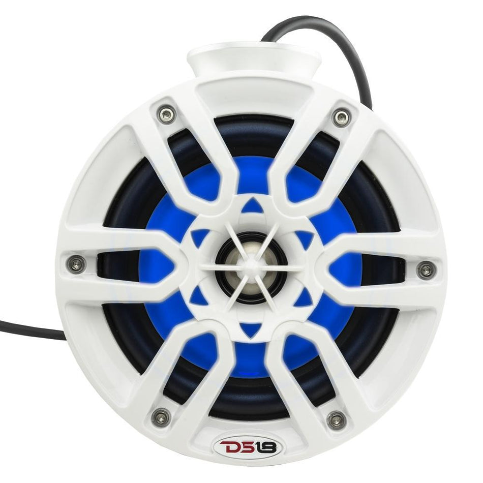 DS18 DS-NXL-PS6W HYDRO 6.5 Inch Short Marine Towers W/ Flat and Pole Mount RGB LED Lights 300 Watts White DS18