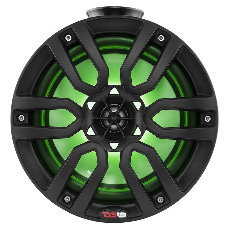 DS18 DS-NXL-PS8BK HYDRO 8 Inch Short Marine Towers W/ Flat and Pole Mount RGB LED Lights 375 Watts Black DS18