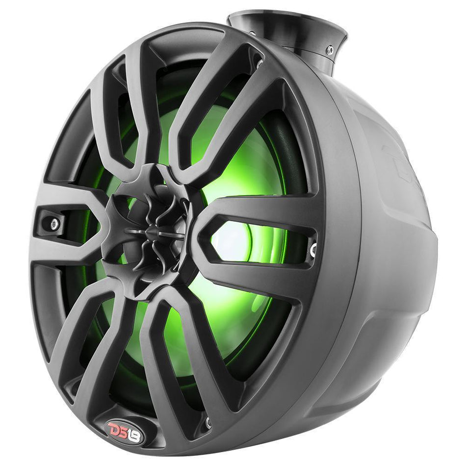 DS18 DS-NXL-PS8BK HYDRO 8 Inch Short Marine Towers W/ Flat and Pole Mount RGB LED Lights 375 Watts Black DS18
