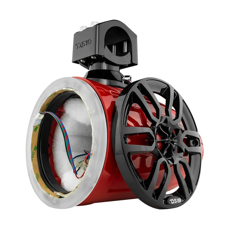 DS18 DS-NXL-X6TP/RD.NS HYDRO 6.5 Inch Marine Tower W/ Integrated RGB LED Lights No Speakers Red DS18