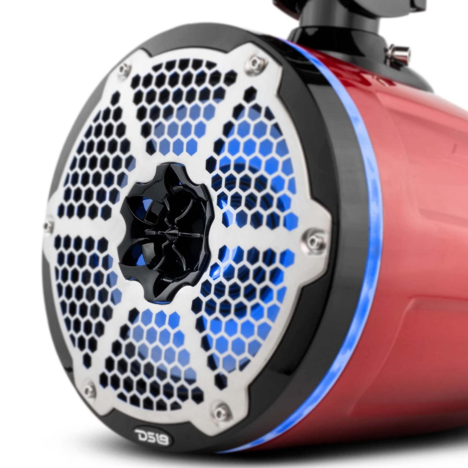DS18 DS-NXL-X8TPNEO/WH HYDRO 8 Inch Neodymium Marine Towers W/ Built-in Passive Radiator 1 Inch Driver and RGB LED Light 550 Watts White DS18