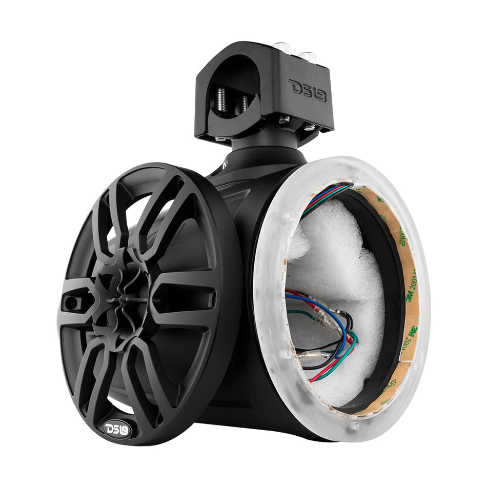 DS18 DS-NXL-X8TP/BK.NS HYDRO 8 Inch Marine Tower W/ Integrated RGB LED Lights No Speakers Black DS18
